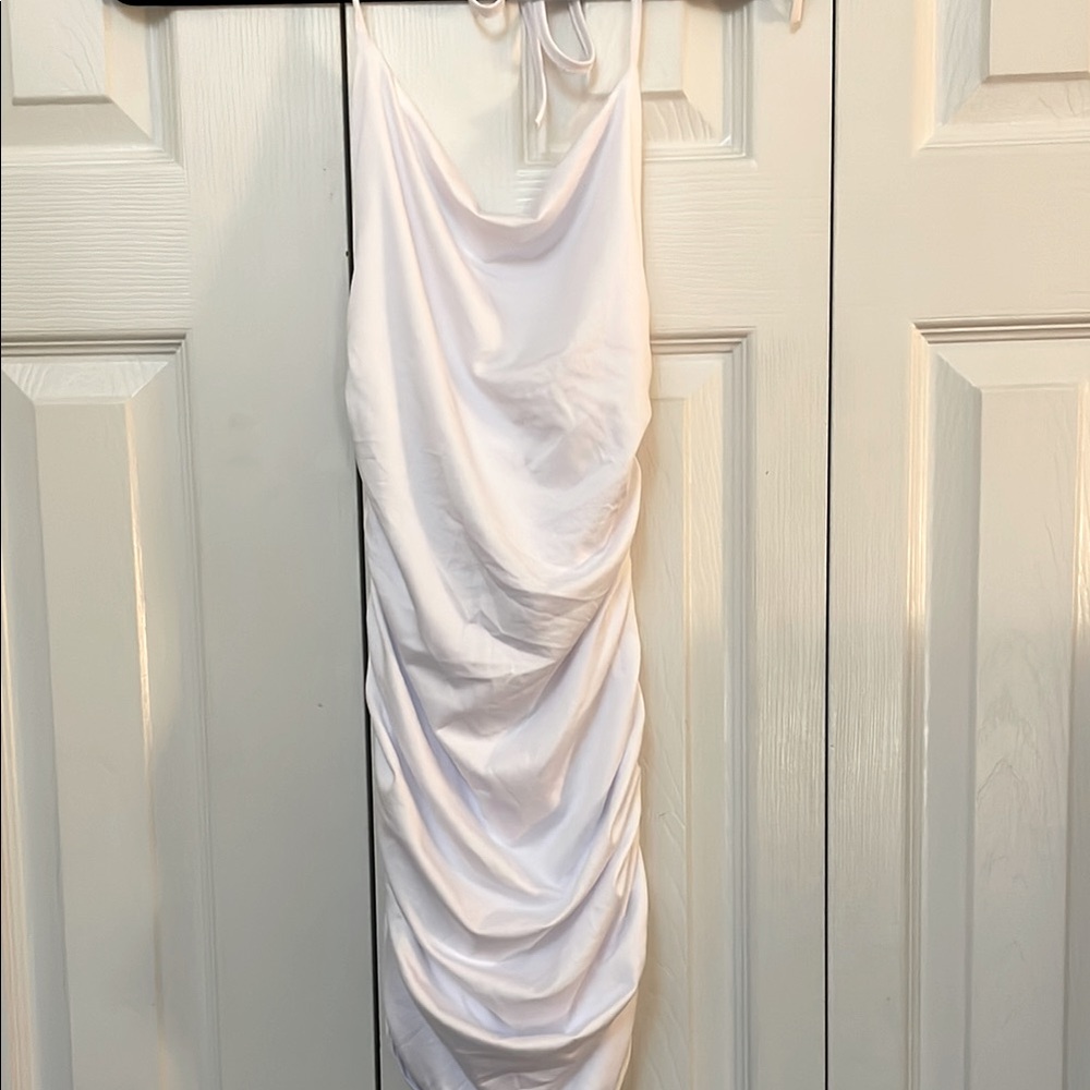 Amazon White Sleeveless Halter Bodycon Dress